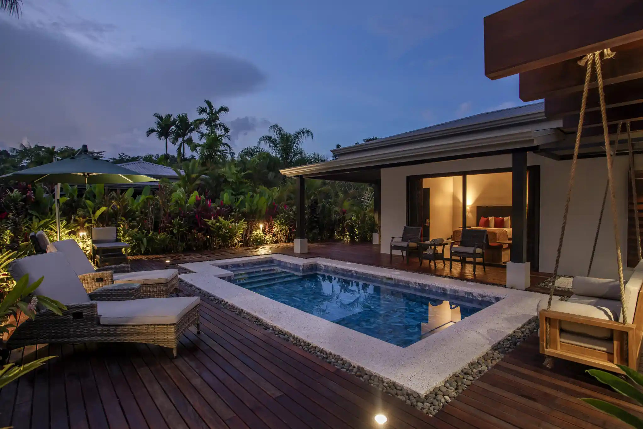 Chato suite with volcano view and private plunge pool in Arenal Manoa Hot Springs Resort